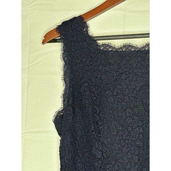 Adrianna Papell Lace Navy Blue Sleeveless Cocktail Dress Woman’s Size 14P - Picture 8 of 11